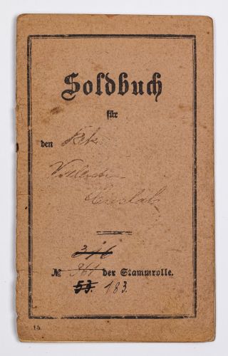 Soldbuch - książeczka żołdu w języku niemieckim wystawiona na nazwisko Walenty Cieślak, nr 183